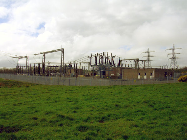 Alverdiscott National Grid Substation. This is a high voltage 400kV T-Off substation from the main Taunton to Indian Queens line. The substation consists of 2x400kV to 132kV transformers then a local distribution 132kV substation. The complete substation and point of picture are all within this square.