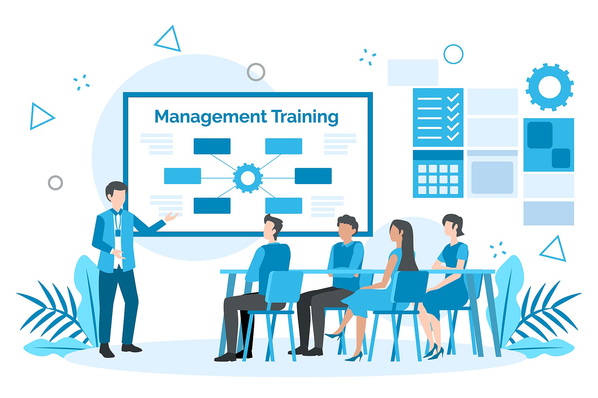 A management training session takes place at a workplace, attended by 4 employees. We've released this image under Creative Commons licensing. So we invite you to use it commercially or non commercially with the appropriate attribution in the form of a link to the copyright holder's website - www.digits.co.uk/