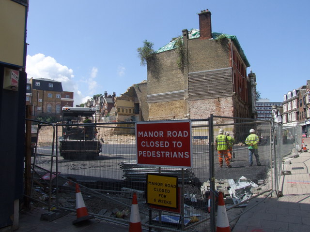 This is a photo of listed building number 1268237 . The photograph shows construction activity for the new Sir John Hawkins multi-storey car park and the adjoining public plaza (Theatre Royal Square) in Chatham town centre, Kent, taken on 28 May 2009. The image captures a cleared site and temporary works area used during removal of the 1980s Sir John Hawkins flyover and reconfiguration of Sir John Hawkins Way; the former surface car park was closed and used as a demolition/depot area during the