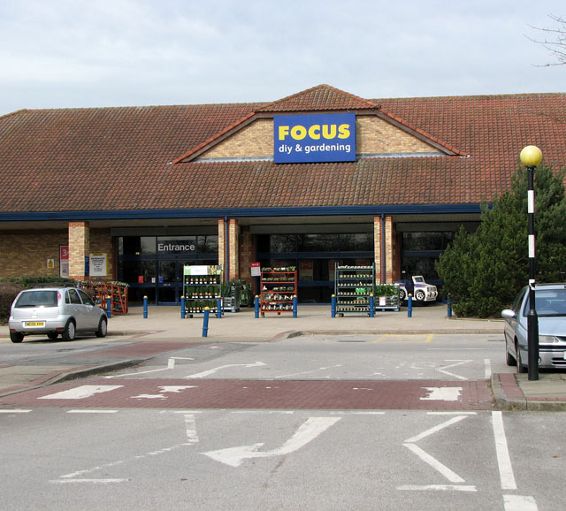 Forest Retail Park - entrance to Focus A DIY and gardening supplies store. The park offers an out-of-town shopping facility with retailers such as Currys, Sainsbury, Focus, Brantano, Carpet Right, Allied Carpets, McDonalds and Bewise. The site covers an area of approximately 8 hectares (20 acres), with landscaped car parking and areas for future expansion.